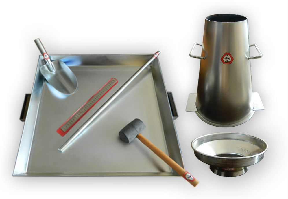 Conjunto de equipo para pruebas de revenimiento en el laboratorio
