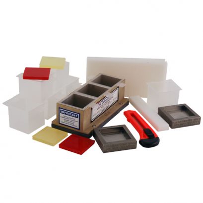 Molde de aluminio para cubos, para 3 muestras, con recubrimientos (no cumple con ASTM)